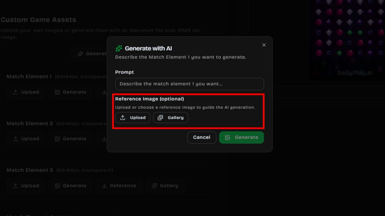 Reference image setup