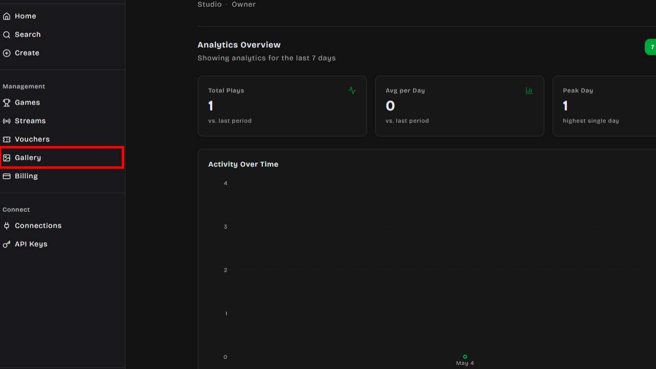 Click Gallery in the sidebar