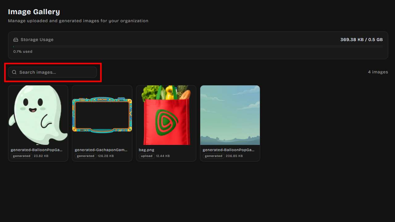 Search images in the gallery