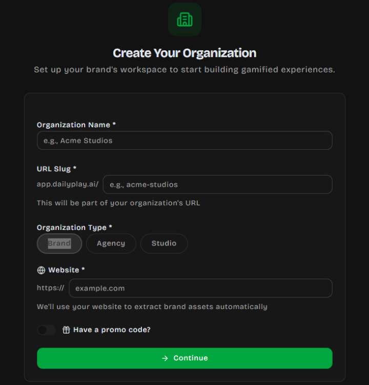 Create an organization