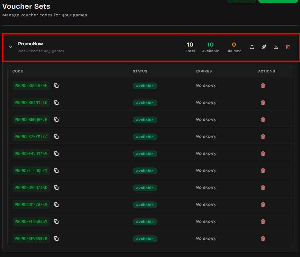 Voucher dashboard