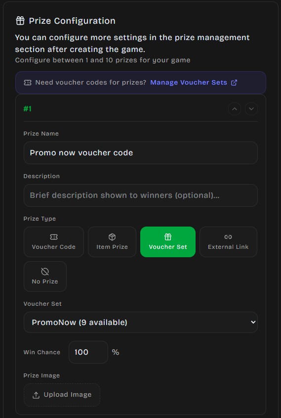 Prize configuration