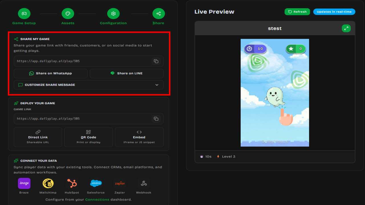 Direct link sharing