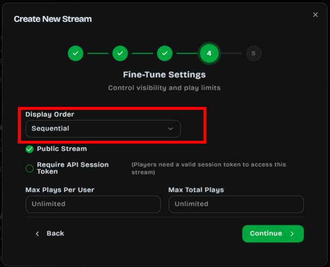 Game ordering options