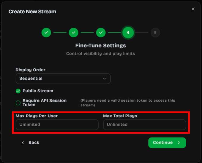 Play limit settings
