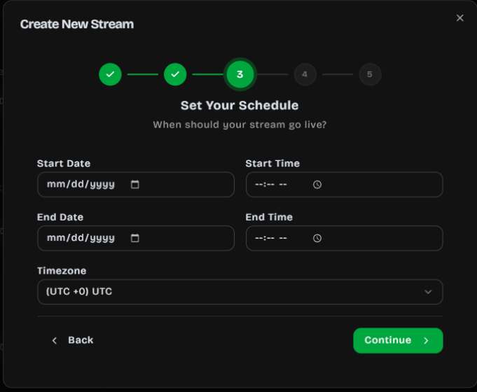 Stream scheduling settings