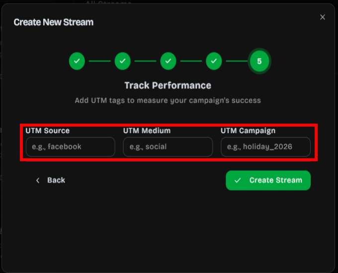 UTM tracking settings